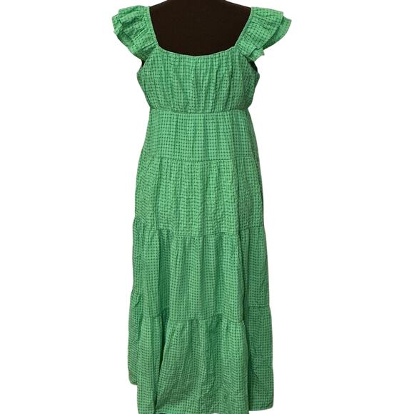 THML Woman’s Green Tiered Flowy Sleeveless Gingham Maxi Dress Size Medium - Picture 6 of 10